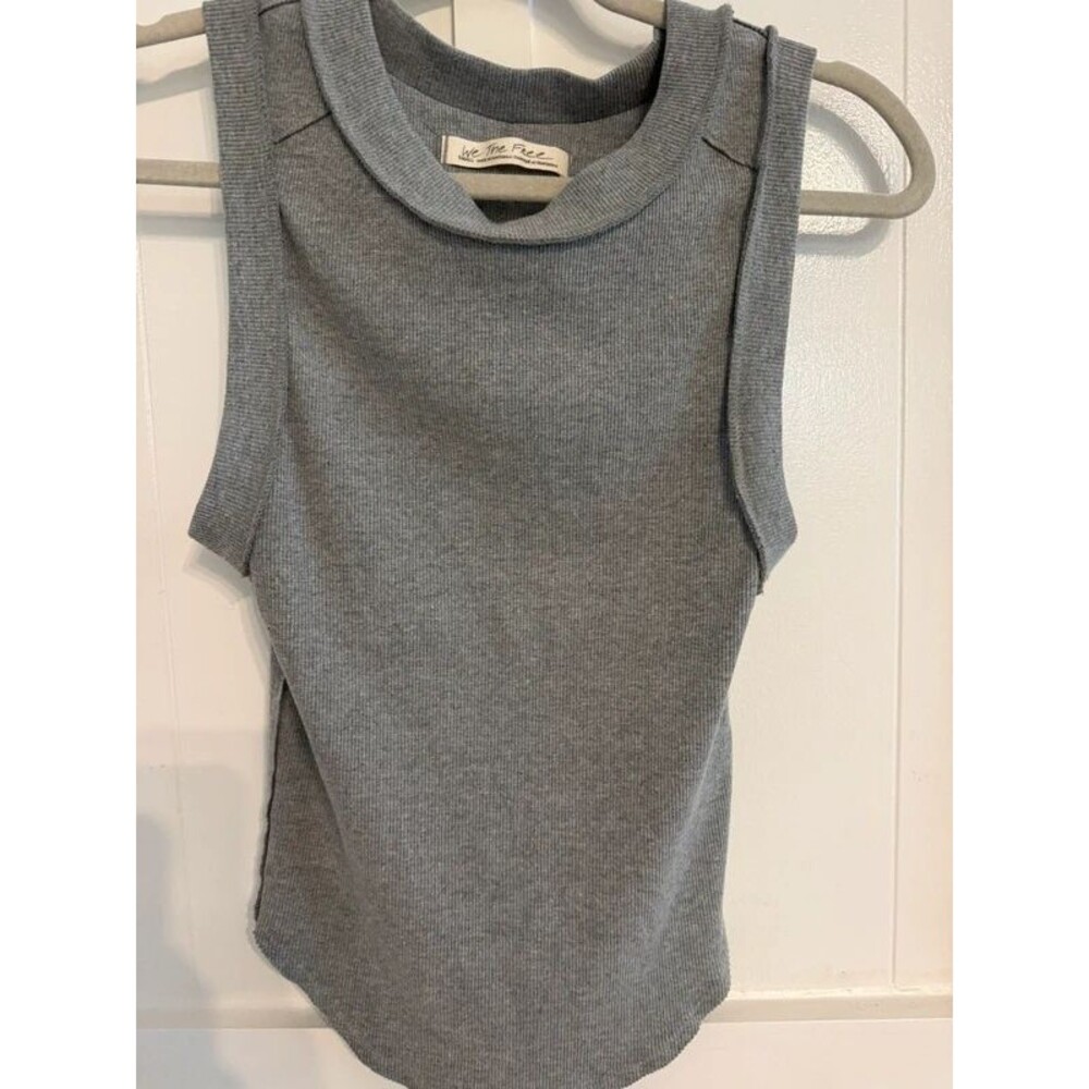 We The Free Free People Gray Ribbed Sleeveless Tank Top Size Small